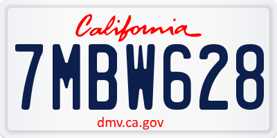 CA license plate 7MBW628