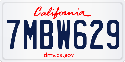 CA license plate 7MBW629