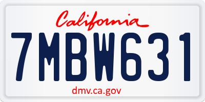 CA license plate 7MBW631