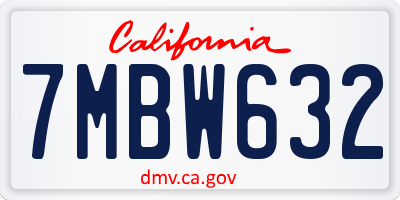 CA license plate 7MBW632