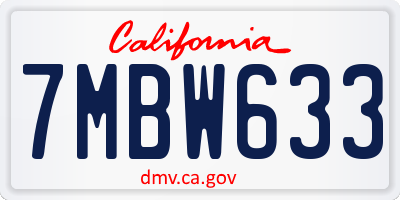 CA license plate 7MBW633