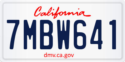 CA license plate 7MBW641