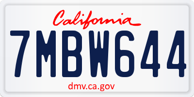 CA license plate 7MBW644