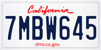 CA license plate 7MBW645