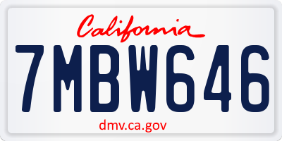 CA license plate 7MBW646