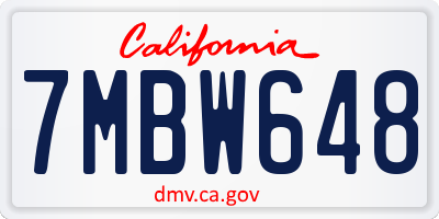 CA license plate 7MBW648