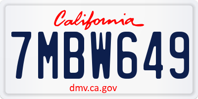 CA license plate 7MBW649