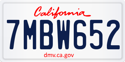 CA license plate 7MBW652