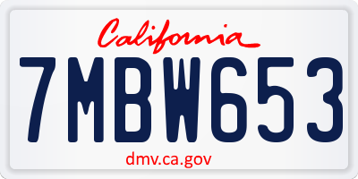 CA license plate 7MBW653