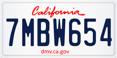 CA license plate 7MBW654