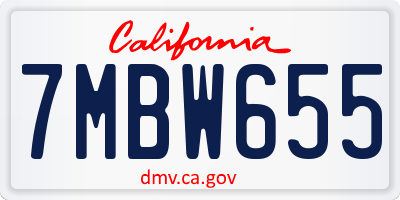 CA license plate 7MBW655