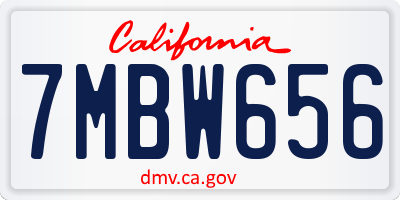 CA license plate 7MBW656