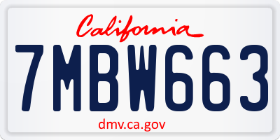 CA license plate 7MBW663