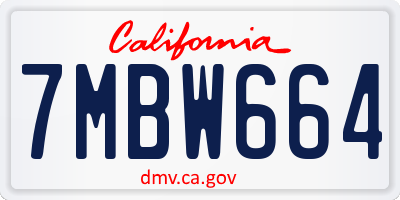 CA license plate 7MBW664