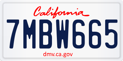 CA license plate 7MBW665