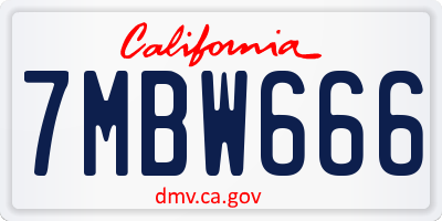 CA license plate 7MBW666