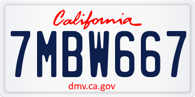 CA license plate 7MBW667