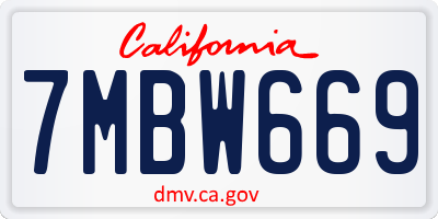 CA license plate 7MBW669
