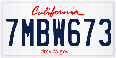 CA license plate 7MBW673