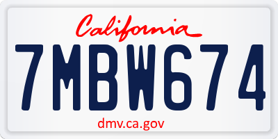 CA license plate 7MBW674