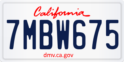 CA license plate 7MBW675