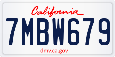 CA license plate 7MBW679