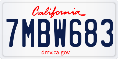 CA license plate 7MBW683