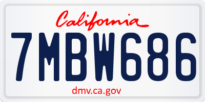 CA license plate 7MBW686