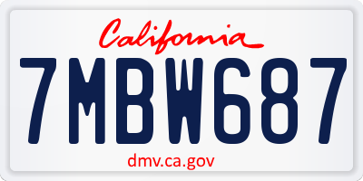 CA license plate 7MBW687