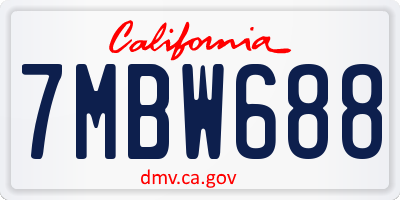 CA license plate 7MBW688