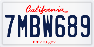CA license plate 7MBW689