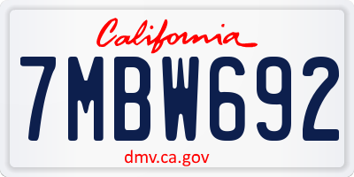 CA license plate 7MBW692