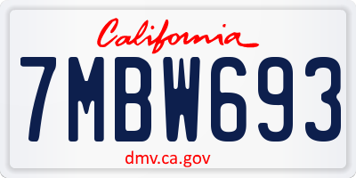 CA license plate 7MBW693