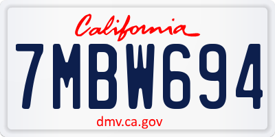 CA license plate 7MBW694