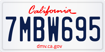 CA license plate 7MBW695