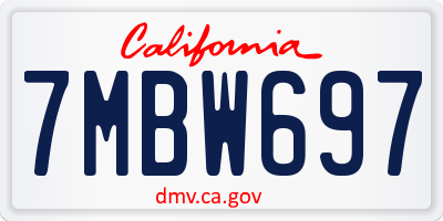 CA license plate 7MBW697