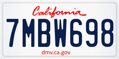 CA license plate 7MBW698