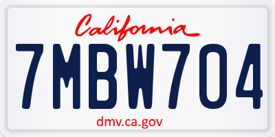 CA license plate 7MBW704