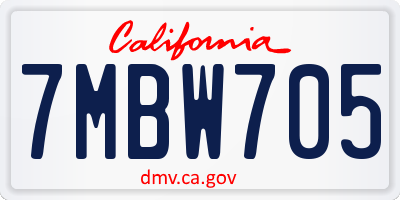 CA license plate 7MBW705