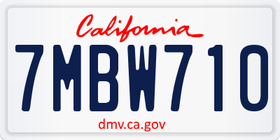 CA license plate 7MBW710