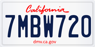 CA license plate 7MBW720