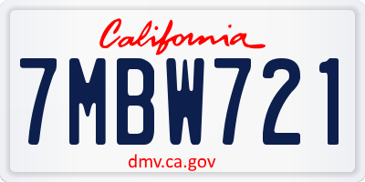CA license plate 7MBW721