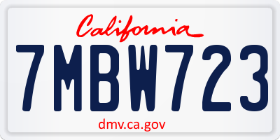 CA license plate 7MBW723