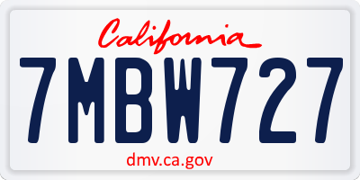 CA license plate 7MBW727