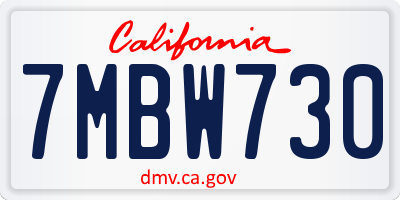 CA license plate 7MBW730