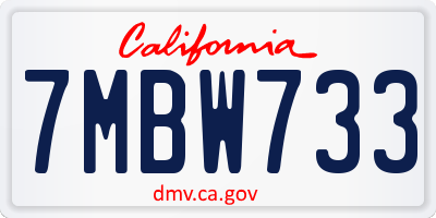 CA license plate 7MBW733