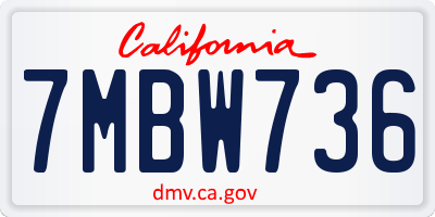 CA license plate 7MBW736