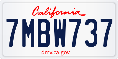 CA license plate 7MBW737