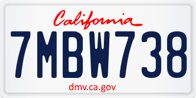 CA license plate 7MBW738