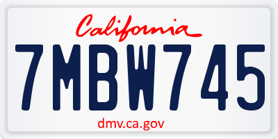 CA license plate 7MBW745